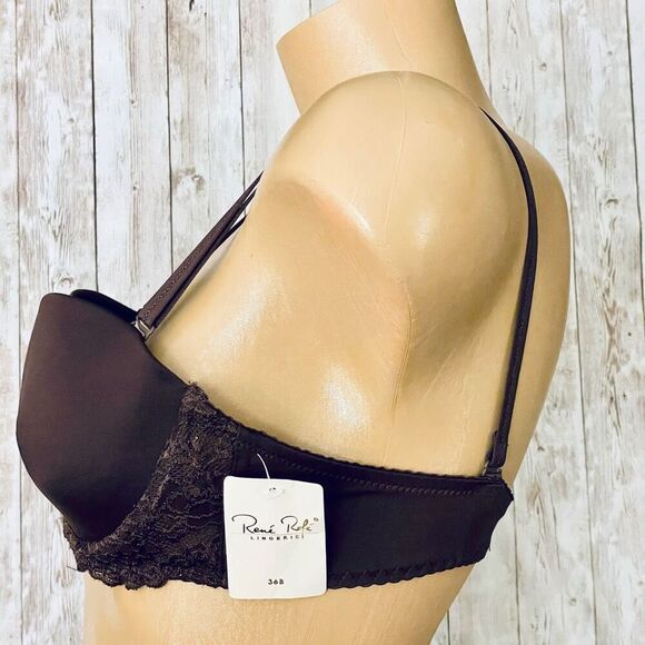NWT Vintage Rare!! René Rofe 36B Brown  Underwire Convertible Strapples Lace Bra - Picture 4 of 12